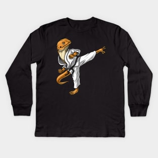 Bearded Dragon Karate Kids Long Sleeve T-Shirt